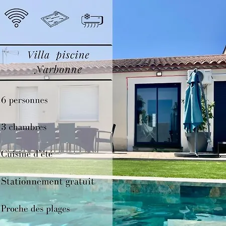 Avec Piscine 10x5m A Narbonne- 6 Personnes - 3 - Climatisation *